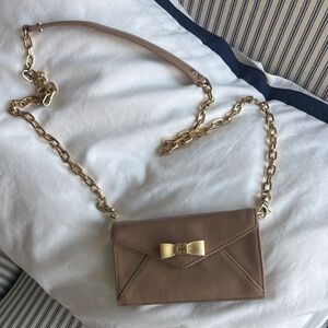Tory Burch Tan Crossbody Bag with Gold Chain